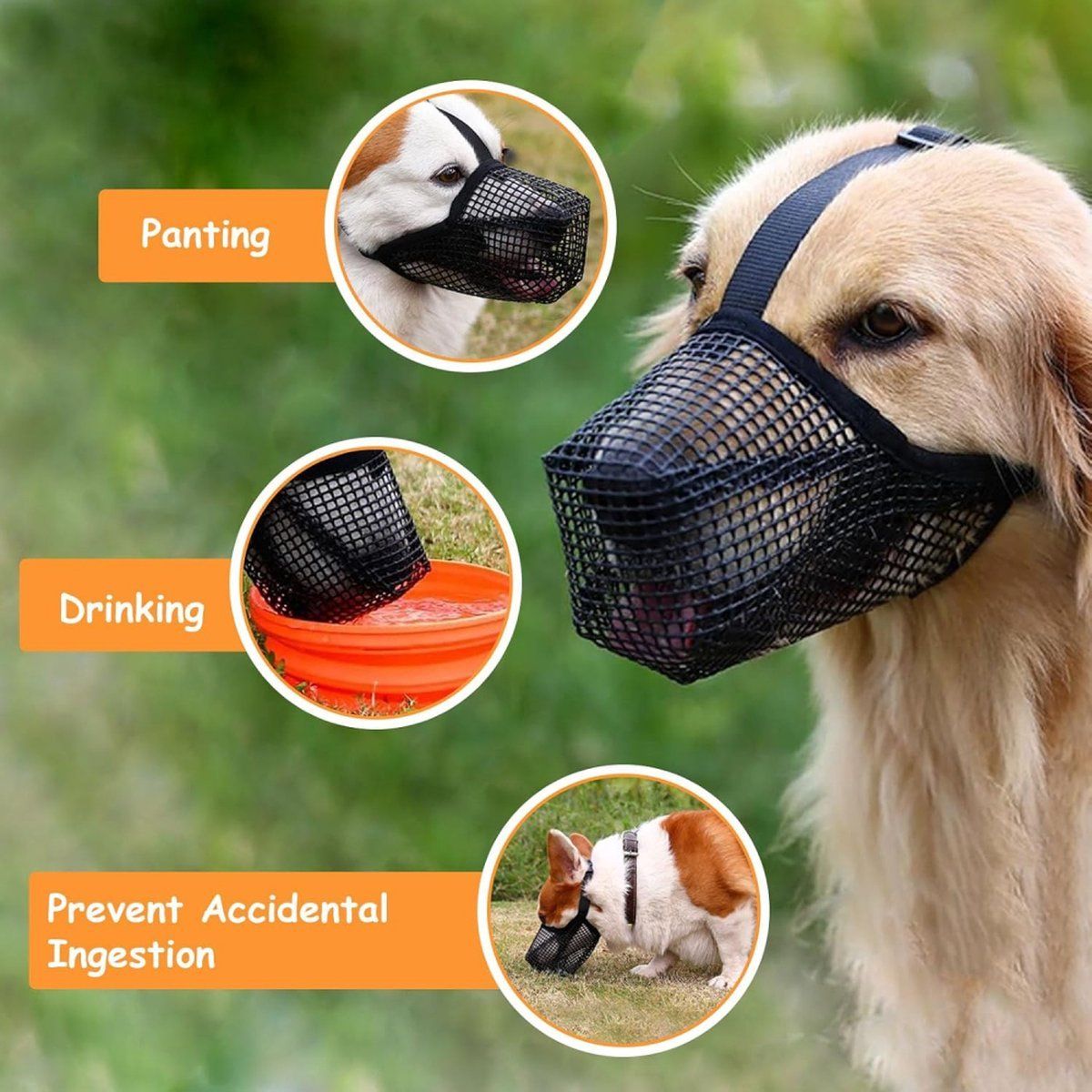 Dog Muzzle Breathable Nylon Mesh Soft Padded Adjustable Straps Anti Bite Chew Bark For Walking Training Long Snout Dogs Gray XL