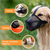 Dog Muzzle Breathable Nylon Mesh Soft Padded Adjustable Straps Anti Bite Chew Bark For Walking Training Long Snout Dogs Gray XL - Top-Down View