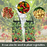 2 Pack Hanging Wall Grow Bags, Breathable PE Planting Bags With 8 Pockets And Handle For Strawberries Herbs Flowers Balcony Garden, Green, 25 x 60 cm