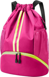 Drawstring Gym Backpack, Large Capacity Oxford Cloth Sports Bag With Shoe Compartment And Wet Pocket, Unisex For Swimming Beach, 15.7 x 11.8 in