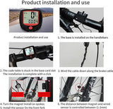2 Pack Wireless Bike Computer Speedometer, Easy Install LCD Cycling Odometer For Road MTB City Commuting Bikes, Black Red - Front View