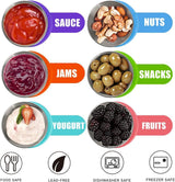 6 Pack Stainless Steel Condiment Cups With Leakproof Silicone Lids, Stackable Dipping Sauce Containers For Lunch, Travel And Picnics, 70 ml, 2.4 oz - Front View