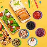 6 Pack Stainless Steel Condiment Cups With Leakproof Silicone Lids, Stackable Dipping Sauce Containers For Lunch, Travel And Picnics, 70 ml, 2.4 oz - Side View