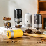 Portable Electric Coffee Grinder With Ceramic Burr, One Touch Automatic Grinding, Adjustable Coarseness For Travel Camping Kitchen, White, 7.4 in