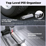 Travel Pill Organizer Waterproof Aluminum Alloy 7 Day Weekly Pill Box With Large Compartments For Vitamins Fish Oil Supplements Gray - Side View