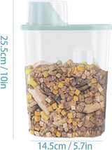 2 Pack Airtight Pet Food Storage Container Set With Measuring Cup Lid, ABS Dry Food Keeper For Dogs And Cats, Blue, 2.5 L, 25 x 15 x 8 cm - Front View