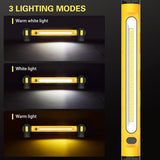 Rechargeable LED Work Light, Magnetic 360 Rotating Inspection Lamp With 6000mAh Battery, For Auto Repair Garage, Yellow, 3000 lm, 51 cm - Side View