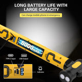 Rechargeable LED Work Light With Magnetic Base 360 Adjustable 6000mAh USB Output For Car Repair Garage Camping Green, 3000 lm, 51 cm