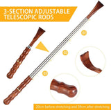 2 Pack Telescopic Back Scratcher, Stainless Steel Handle With Solid Wood Scratch Head, Portable Itch Relief For Men And Women, 20 To 39 cm