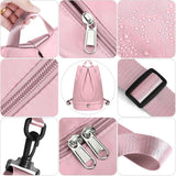 Swim Gym Backpack With Shoe Compartment, Wet Dry Separation, Foldable Odor Resistant Sports Bag For Women, Pink
