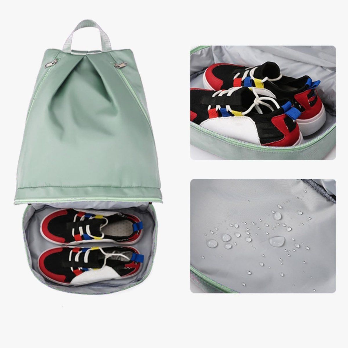 Gym Swim Backpack With Shoe Compartment, Wet Dry Separation Foldable Travel Sports Bag For Women, Green