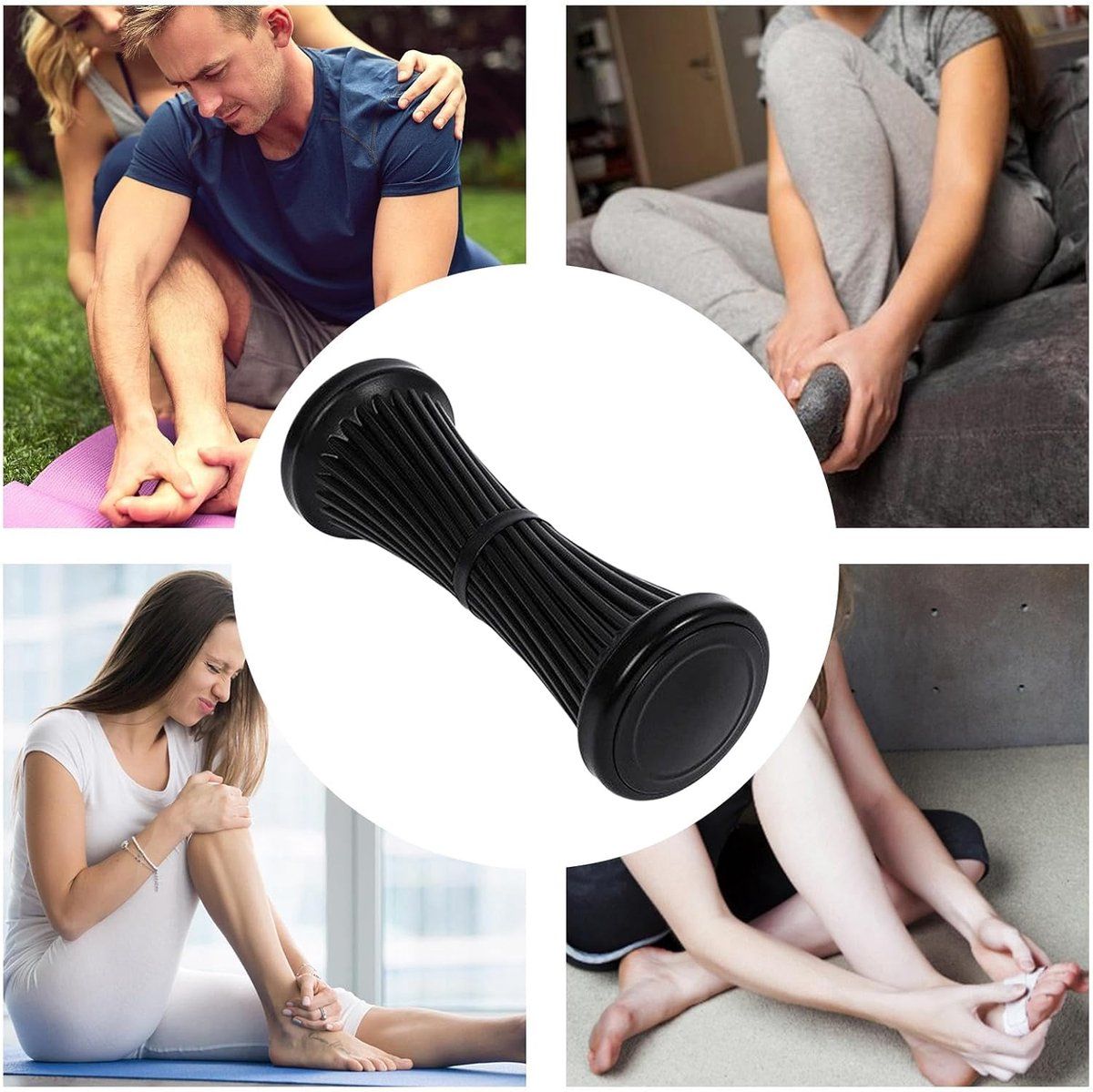Foot Massage Roller, ABS Acupressure Reflexology Roller For Circulation And Muscle Recovery, For Home Gym Office Post Workout, Black, 25 cm