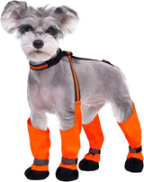 Waterproof Dog Boots With Suspenders, Adjustable Non Slip Paw Protectors For Outdoor Walks, Small To Medium Dogs, Orange, Size L