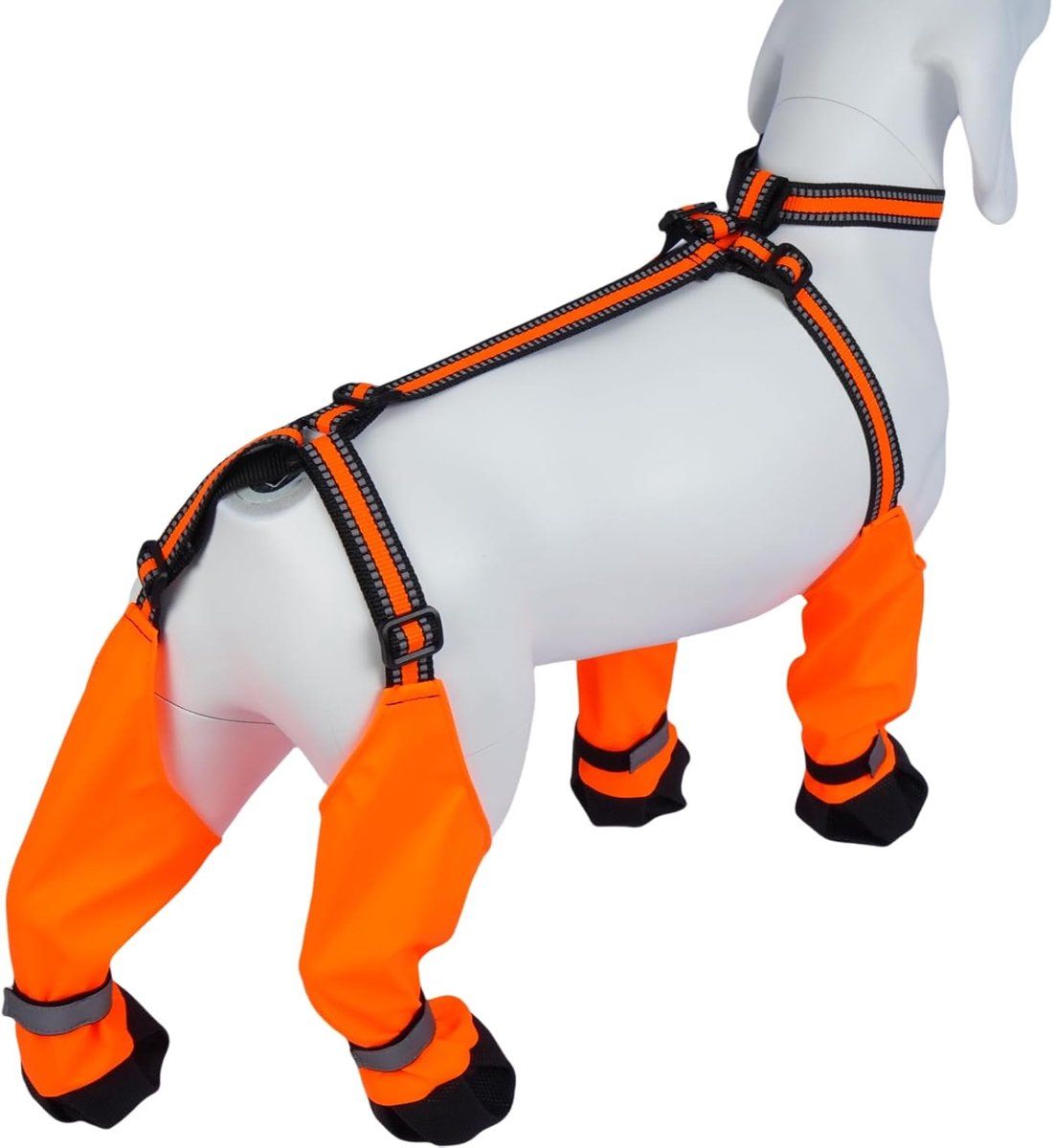 Waterproof Dog Boots With Suspenders, Adjustable Non Slip Paw Protectors For Outdoor Walks, Small To Medium Dogs, Orange, Size L