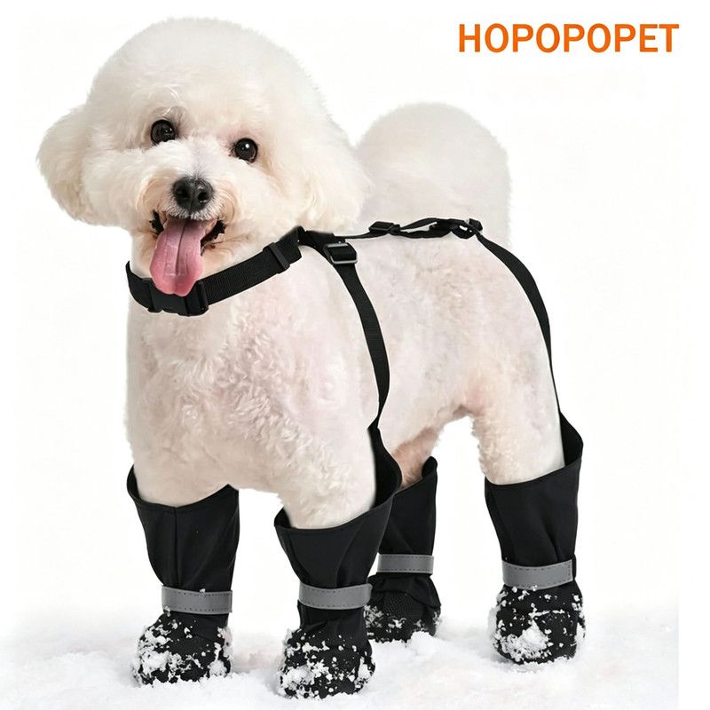 Waterproof Dog Boots With Suspenders, Anti Slip Paw Protectors With Adjustable Straps For Small And Medium Dogs Outdoor Walks, Black S