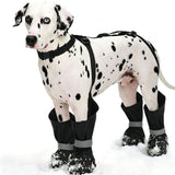 Waterproof Dog Boots With Suspenders, Anti Slip Paw Protectors With Adjustable Straps For Small And Medium Dogs Outdoor Walks, Black S - Side View
