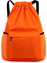 Drawstring Gym Backpack, Water Resistant Sports Bag With Wet Dry Compartment And Multi Pockets, For Men And Women Swimming Yoga Travel, 16.5 in