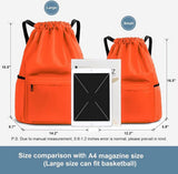 Drawstring Gym Backpack, Water Resistant Sports Bag With Wet Dry Compartment And Multi Pocket Storage, For Men And Women Travel Yoga Swim, 18.5 in - Front View