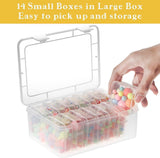 Clear Plastic Storage Box Organizer Set, PP Material With Hinged Lids, For Beads Jewelry Pills Crafts, 1 Large Box With 14 Small Boxes, Transparent - Side View