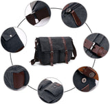 Mens Canvas Laptop Messenger Bag With Multiple Compartments And Adjustable Shoulder Strap For Work And School Fits, 16 in - Front View
