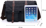 Mens Canvas Laptop Messenger Bag With Multiple Compartments And Adjustable Shoulder Strap For Work And School Fits, 16 in - Side View