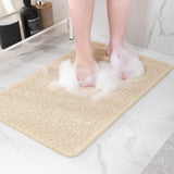 Non Slip Shower Mat PVC Loofah Foot Scrubber With Drainage Holes Fast Drying Bathroom Tub Floor Mat Beige, 24 x 16 in
