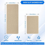Non Slip Shower Mat PVC Loofah Foot Scrubber With Drainage Holes Fast Drying Bathroom Tub Floor Mat Beige, 24 x 16 in - Front View