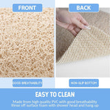 Non Slip Shower Mat PVC Loofah Foot Scrubber With Drainage Holes Fast Drying Bathroom Tub Floor Mat Beige, 24 x 16 in - 45-Degree Angle