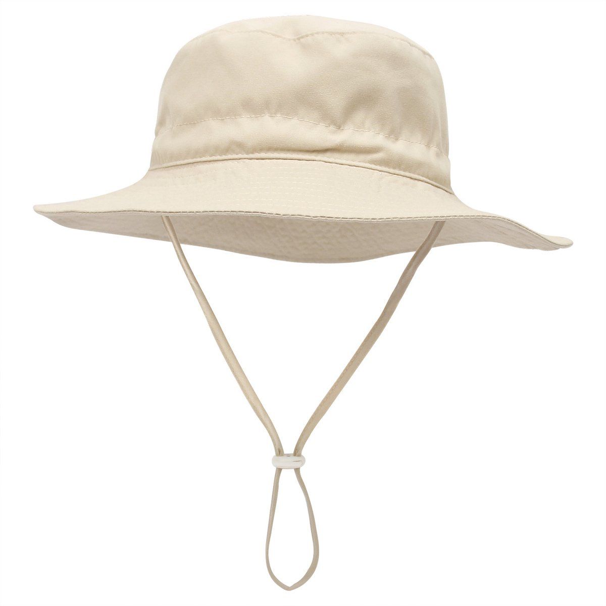 Baby Sun Hat, Breathable Cotton Wide Brim Bucket Hat With Adjustable Chin Strap, For Beach Travel Outdoors, XS Beige, 44 to 46 cm