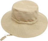 Baby Sun Hat Wide Brim Breathable Cotton Foldable Bucket Hat With Chin Strap For Beach Travel, Khaki XS 0 to 8 Months, 44 to 46 cm - Side View