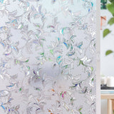 Decorative Window Privacy Film Static Cling PVC Frosted Glass Leaf Pattern For Home Office Bathroom, 45 x 200 cm