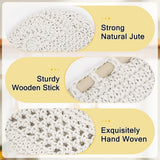 Hanging Fruit Basket 3 Tier Cotton Wall Storage Organizer, Boho Woven Basket Bags For Kitchen Bathroom Nursery, White - Top-Down View