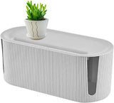 Cable Management Box ABS Cord Organizer With Ventilation And Slide Lid For Office Desk And TV Stand White, 31 x 13.5 x 12.5 cm