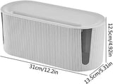 Cable Management Box ABS Cord Organizer With Ventilation And Slide Lid For Office Desk And TV Stand White, 31 x 13.5 x 12.5 cm - Top-Down View