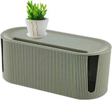 Cable Management Box ABS Cord Organizer With Ventilation Holes And Sliding Lid For Home Office Desk TV Stand Green, 31 x 13.5 x 12.5 cm