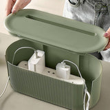 Cable Management Box ABS Cord Organizer With Ventilation Holes And Sliding Lid For Home Office Desk TV Stand Green, 31 x 13.5 x 12.5 cm