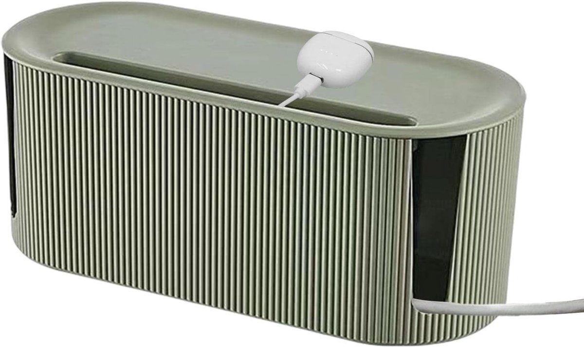 Cable Management Box ABS Cord Organizer With Ventilation Holes And Sliding Lid For Home Office Desk TV Stand Green, 31 x 13.5 x 12.5 cm