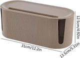 Cable Management Box Organizer, ABS Cord Hider With Ventilation Holes And Sliding Lid, For Home Office Desk TV Stand, Khaki, 31 x 13.5 x 12.5 cm
