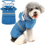 Dog Raincoat With Hood, Waterproof Polyester Reflective Shark Style Jacket For Small Medium Dogs And Cats, Blue XXL - Side View