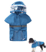 Dog Raincoat With Hood, Waterproof Polyester Reflective Strips And Leash Opening, For Small Medium Dogs And Cats, Blue XL