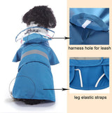 Dog Raincoat With Hood, Waterproof Polyester Reflective Strips And Leash Opening, For Small Medium Dogs And Cats, Blue XL