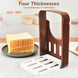 Adjustable Bread Slicer Guide, Foldable ABS Slicing Tool With Crumb Tray, For Homemade Bread Bagels Sourdough Cakes, Brown, 6.3 in - Front View
