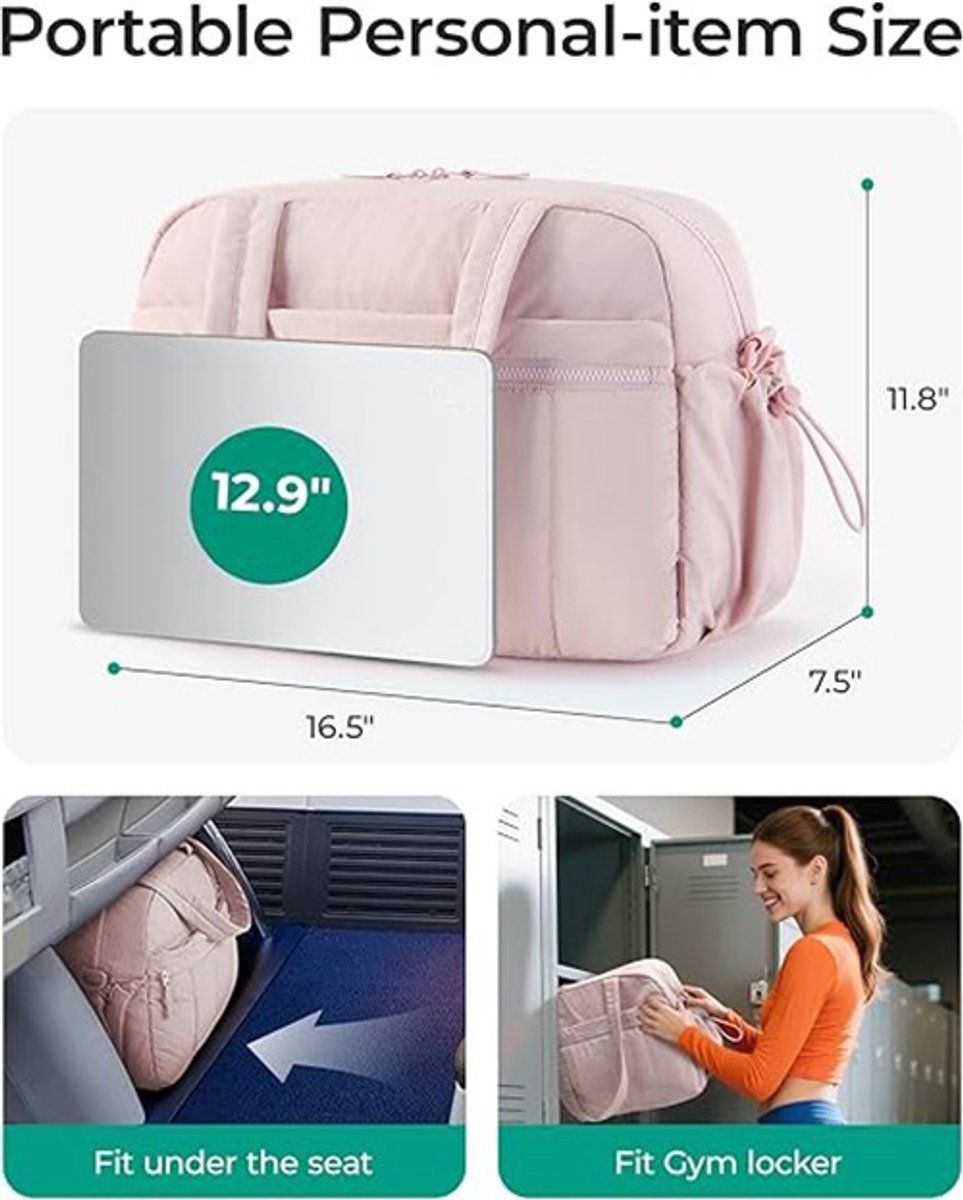 Travel Gym Duffle Bag With Wet Pocket And Multiple Compartments For Training Weekend Trips And Carry On Travel Pink, 40 x 20 x 28 cm