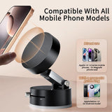 Vacuum Magnetic Phone Holder With Twist Lock Suction Cup, Foldable 360 Swivel Adjustable Stand For Car Gym Kitchen Bathroom Desk, Black - Top-Down View