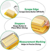 Butter Dish With Lid And Built In Slicer, BPA Free Butter Keeper With Stainless Steel Cutter, For Fridge Countertop, Yellow, 19.45 x 10.6 x 4.8 cm
