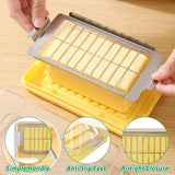 Butter Dish With Lid And Built In Slicer, BPA Free Butter Keeper With Stainless Steel Cutter, For Fridge Countertop, Yellow, 19.45 x 10.6 x 4.8 cm - 45-Degree Angle