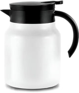 Vacuum Insulated Tea Pot With Infuser, 18 8 Stainless Steel Double Wall Thermal Carafe With Temperature Display, White, 1 L