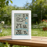 Wireless Indoor Outdoor Weather Station With Remote Sensor, Large Backlit LCD Thermometer Hygrometer, Forecast Clock Alarm For Home Office, 100 m - Front View