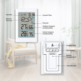 Wireless Indoor Outdoor Weather Station With Remote Sensor, Large Backlit LCD Thermometer Hygrometer, Forecast Clock Alarm For Home Office, 100 m - Side View