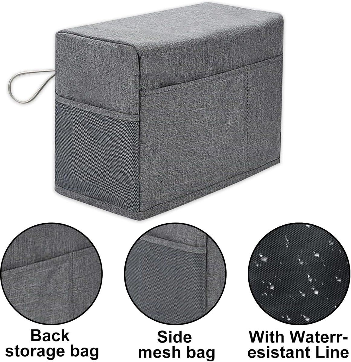 2 Pack Sewing Machine Covers, Padded Oxford Fabric Dust Covers With Storage Pockets And Handles, Gray, 44 x 30 x 21.5 cm